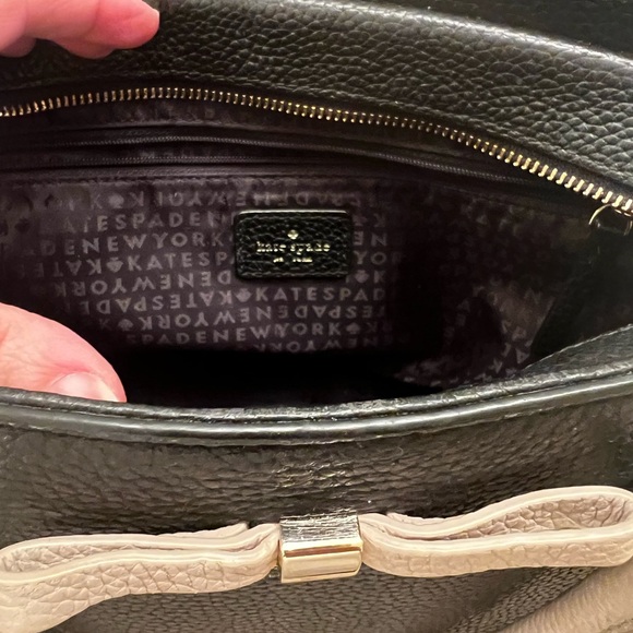 kate spade Black and Cream Bow-Accent Satchel with Gold Hardware - Picture 3 of 9